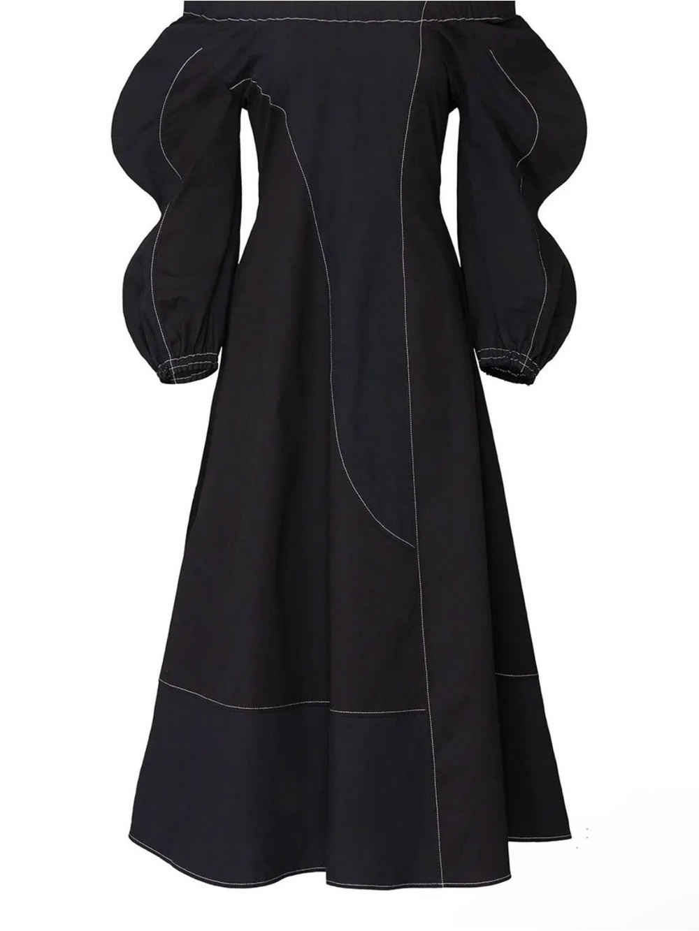 Rejina Pyo Aida Puff-Sleeve Midi Dress Cotton Size 6